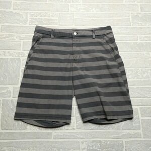 Lululemon Shorts Mens Size 36 Gray‎ Striped Chino Casual Golf Canvas Zip Pocket